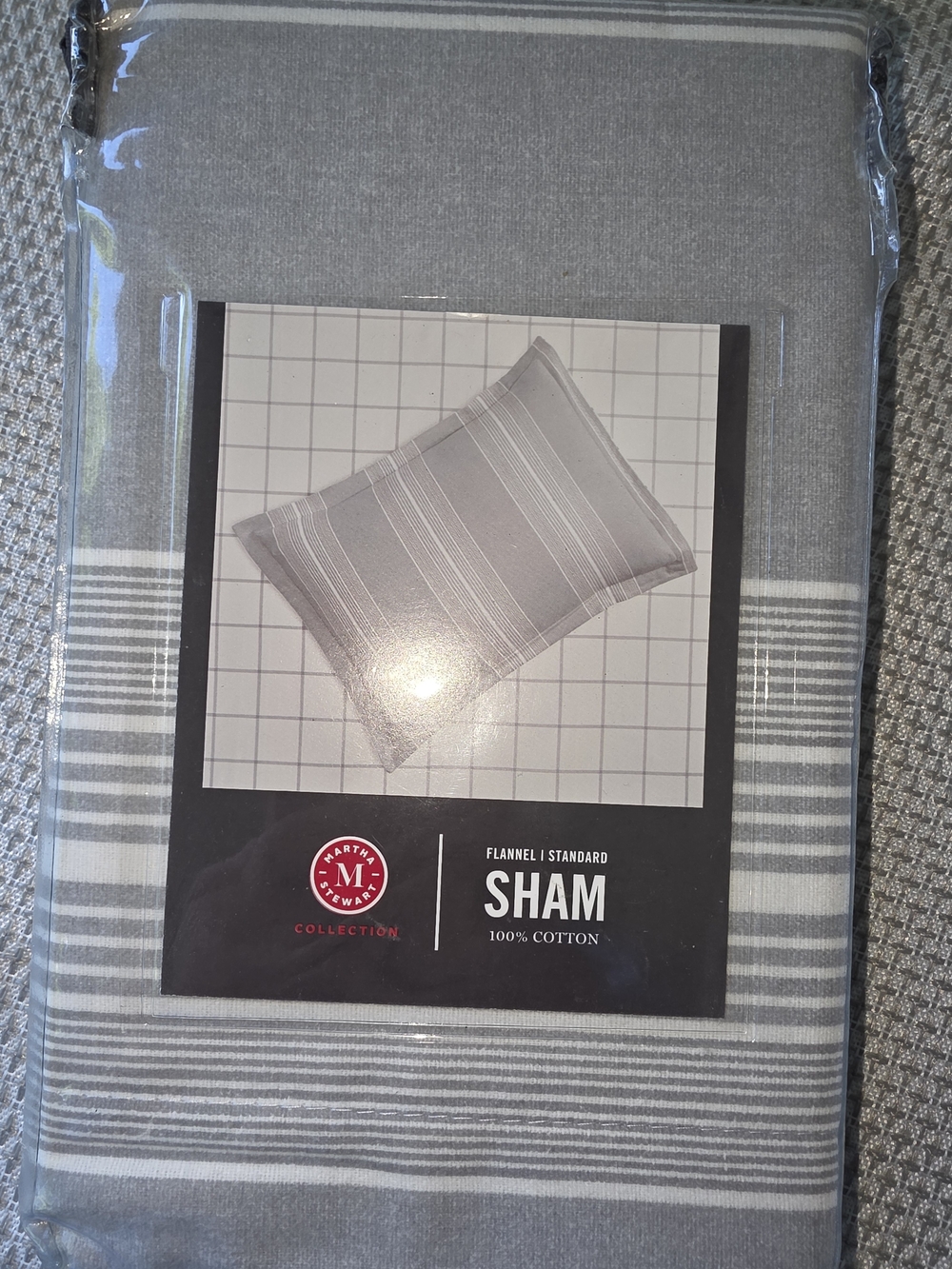 Martha Stewart Gray and White Striped Flannel Sham
